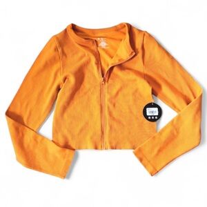 Orange Zip-Up Cropped Tee